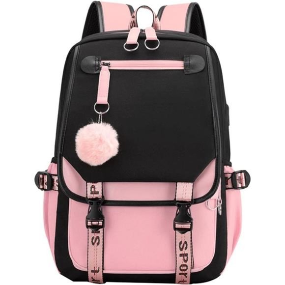 Teenage Girls Backpack Middle School Students Bookbag Outdoor USB Charge Port - Picture 1 of 6